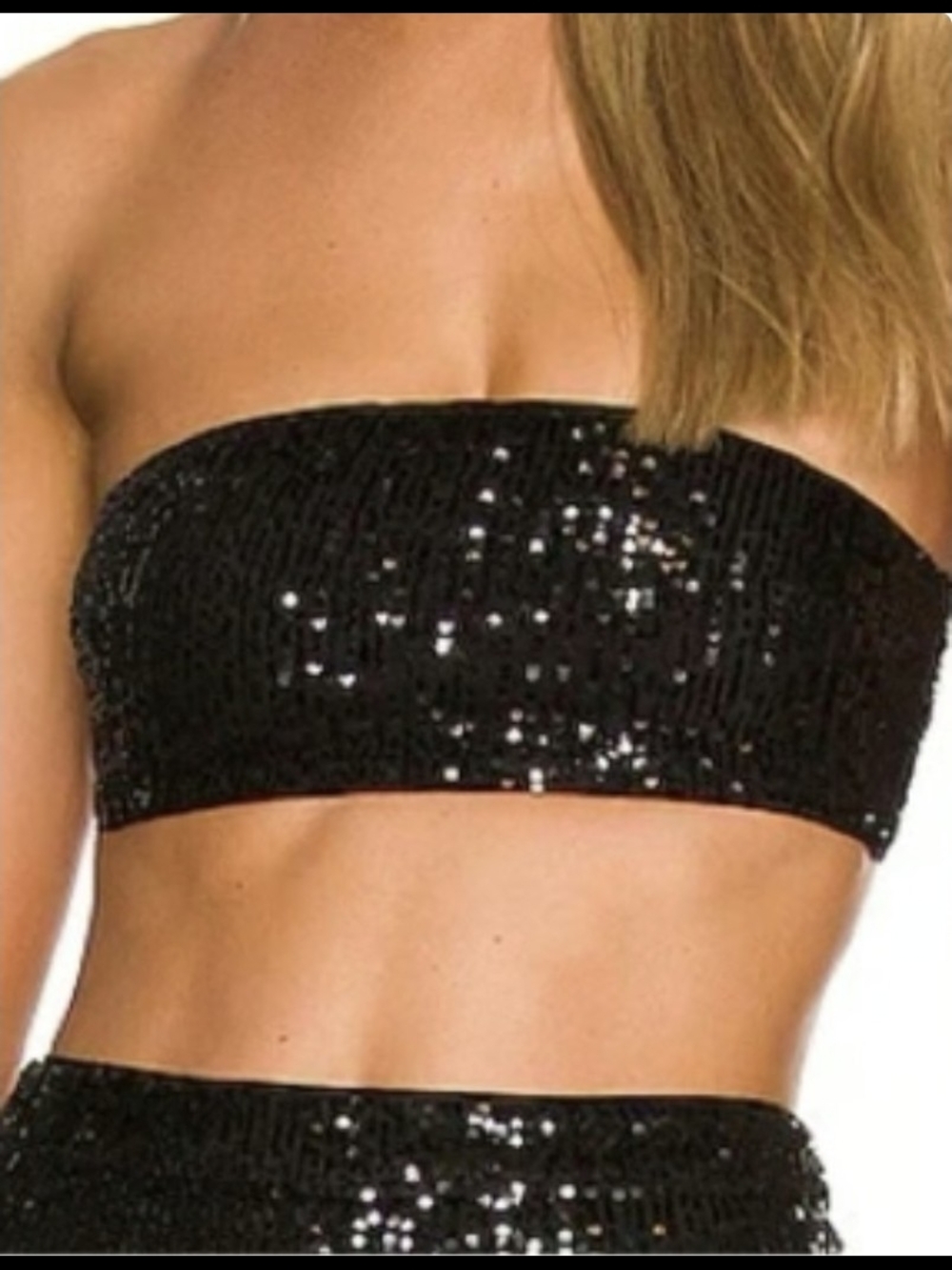 Express Intimates Black Sequin Bandeau Tube Top Size M Missing Sequins
